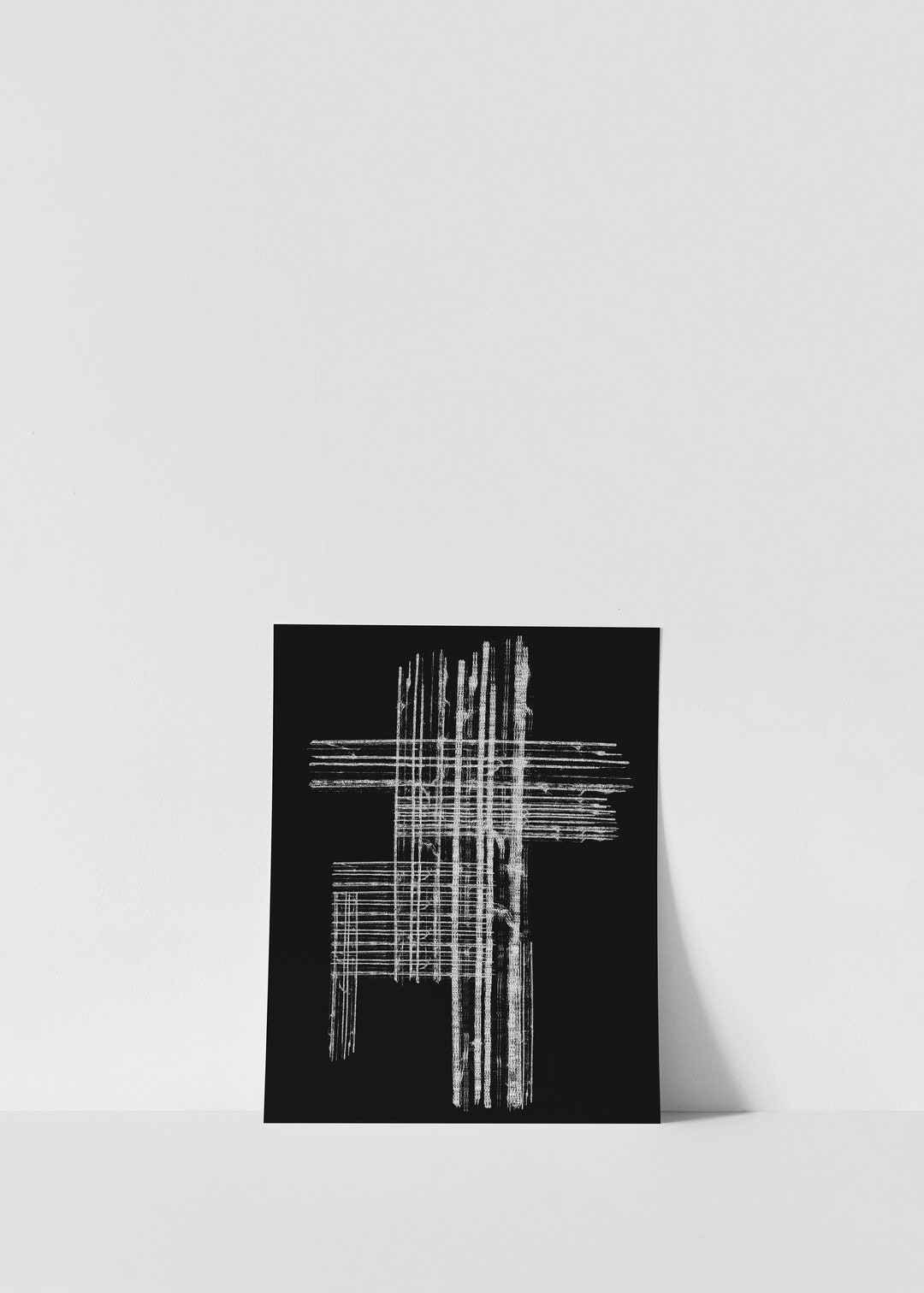 Black and White Textured Line Art, Abstract Line Art, Rustic Wall Art