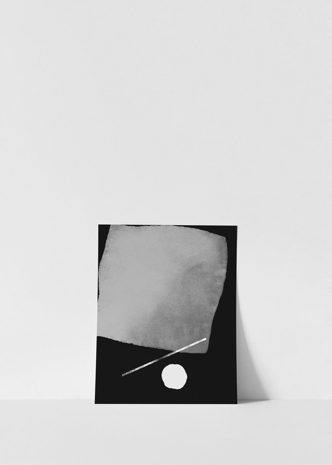 Dark Abstract Shape Art, Black and White, Monochrome Minimal Art