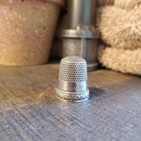 Vintage sterling silver sewing thimble, antique silver thimble, collectible sewing thimble, hallmarked silver thimble, gift for mom
