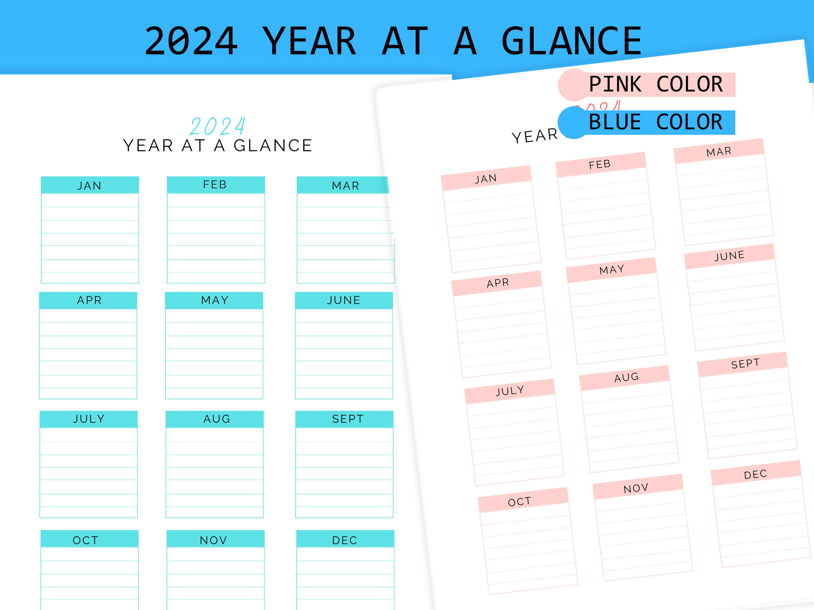 Yearly Planner 2024 Digital Planner Monthly 2024 Template Etsy