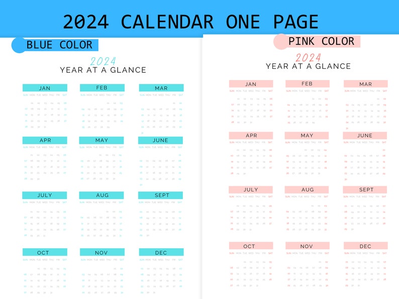Yearly Planner 2024 Digital Planner Monthly 2024 Template Etsy