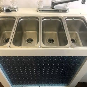 Portable Concession Sink 3 Compartment Dish Sink + 1 Hand Wash Sink, Hot and Cool Electric 120 Volt