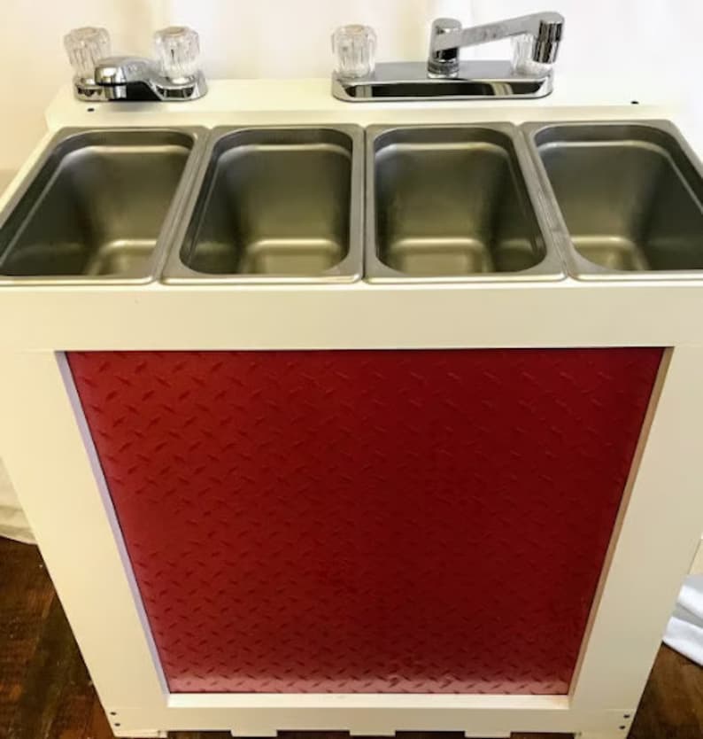 Portable Concession Sink 3 Compartment Dish Sink 1 Hand Wash Sink, Hot