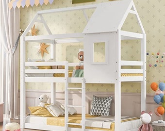 Bunk bed, house bed, wooden bed, loft bed, Twin bed