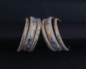 Gold-Toned White Meenakari Bangles Set | Handcrafted Bridal Kada | Ethnic Indian Wedding Jewelry for Women