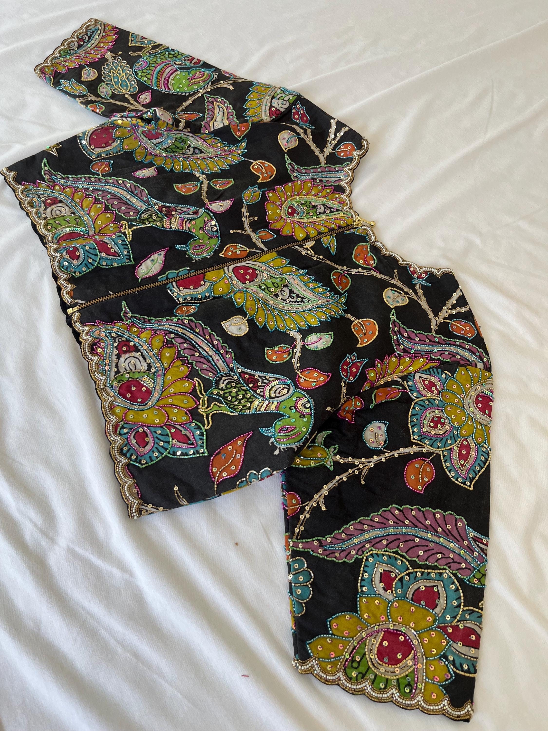 Pen Kalamkari Blouse: High Neck, Size 38-42