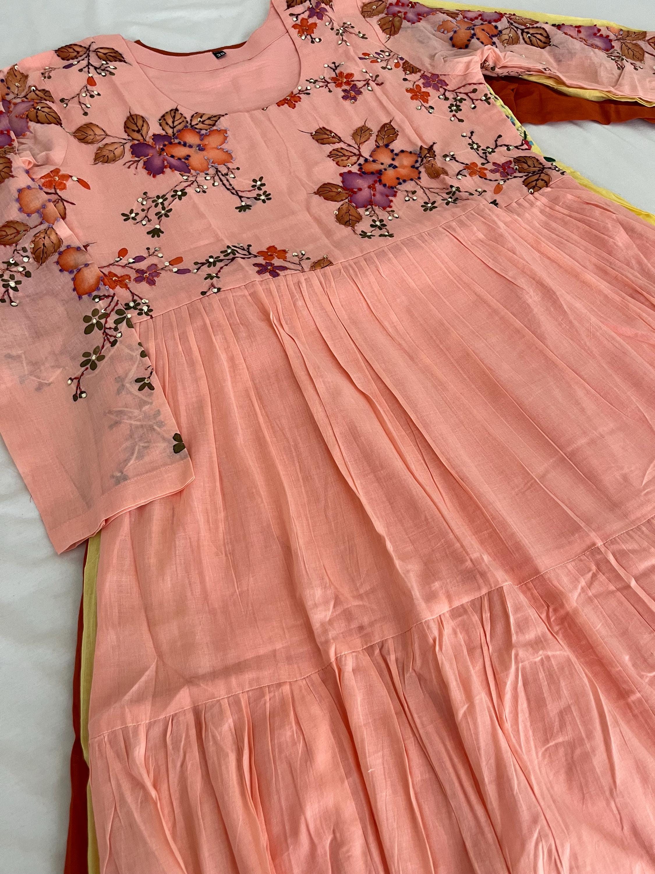 white christmas dresses MULMUL PURPLE FLORAL JAAL BLOCK PRINTED DRESS – Mulmul.com main image 0