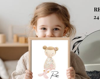 Custom Toy Stuffed Animal Watercolor Portrait Personalized Plush Toy Illustration Keepsake nursery wall art Gift for Parents & kids