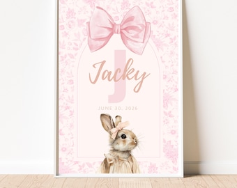 Custom Baby Birth Poster Personalized Birth Stats Print Digital Nursery Wall Art Keepsake Baby Girl Printable Gift