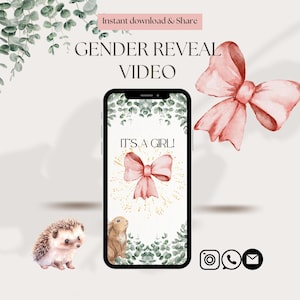 C’est une vidéo d’annonce de fille, une carte électronique de révélation de genre, un téléchargement numérique pour bébé fille, une vidéo partageable, une annonce de bébé pour les médias sociaux
