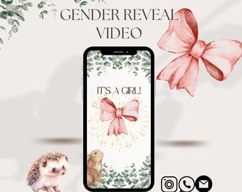 It's a Girl Announcement Video, Gender Reveal Ecard, Baby Girl Digital Download, Shareable Video, Baby Announcement for Social Media