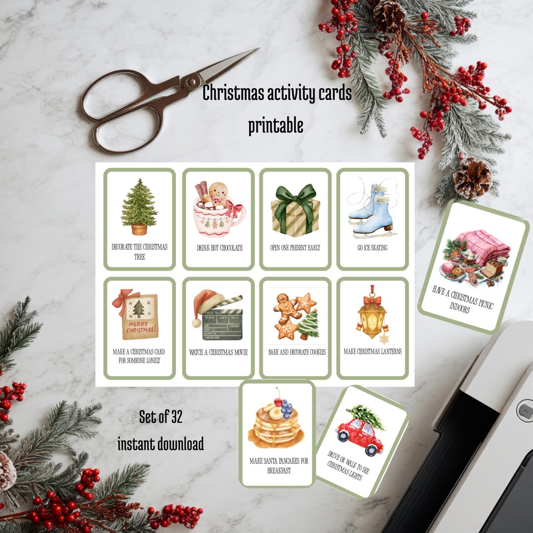 Christmas Advent Activity Cards Kids Printable 32 Holiday Activity ...