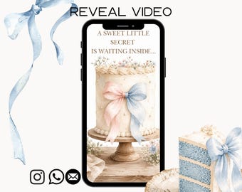 It's A Boy Gender Reveal Video | Watercolor Cake Reveal | Baby Boy Reveal Video | Cottagecore Baby Shower Video | Instant Download