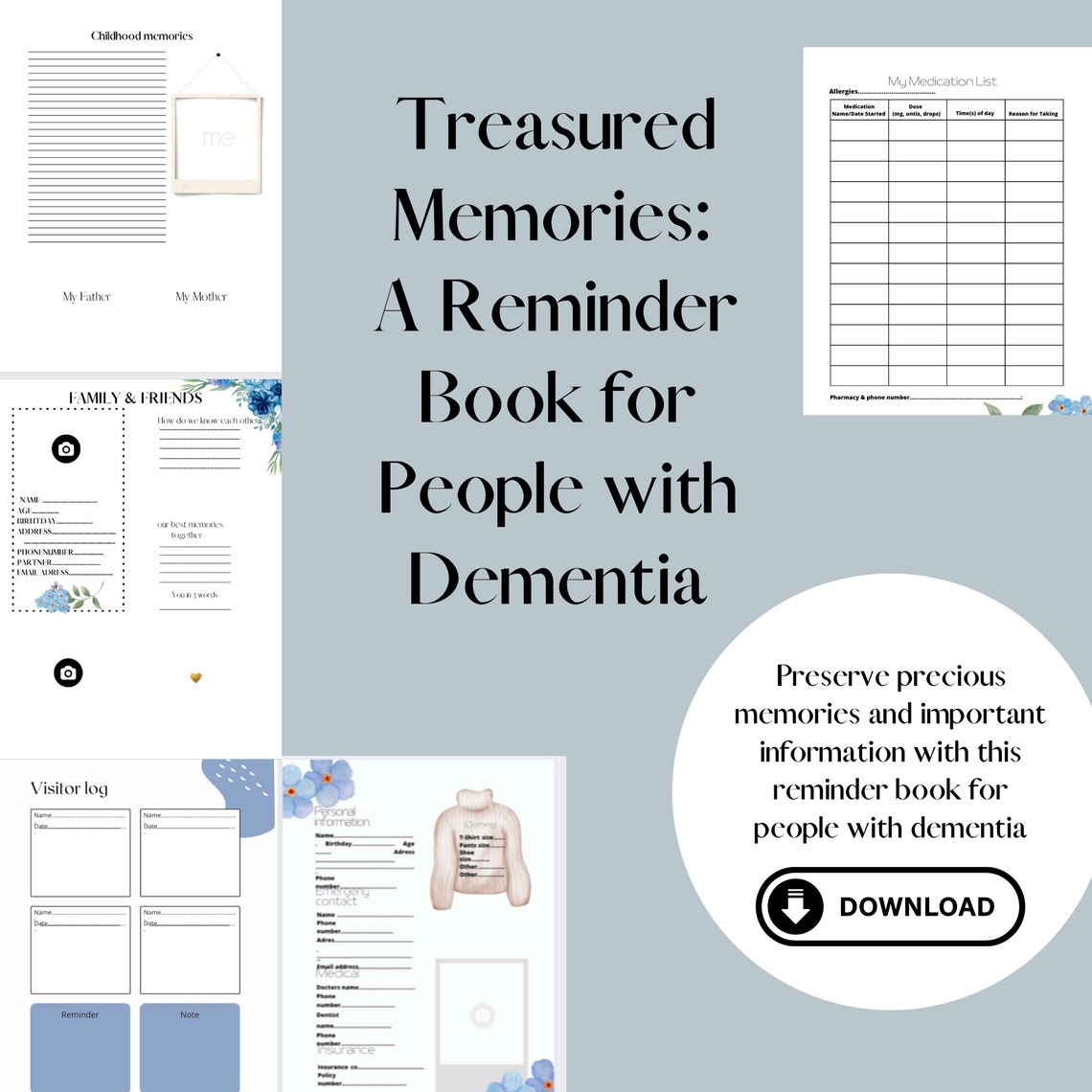 Caregiver Help Book, Reminder Book for People With Dementia. Daily Log for Caregiver Dementia ...