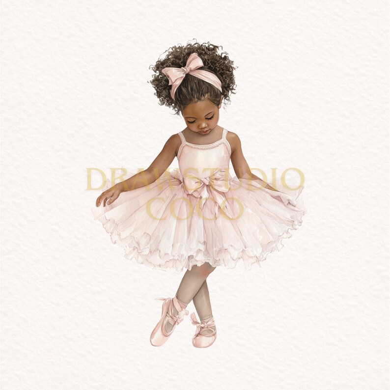 Ballerina Clipart Bundle, Dusty Pink Watercolor Ballet PNG Set, Cute ...