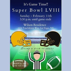 Super Bowl 2024 Party Invitation Template 2024 Super Bowl Editable