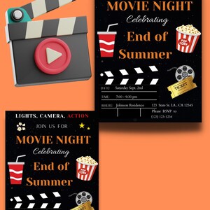 Movie Night Invitation Template, Outdoor Movie Editable Invitation ...