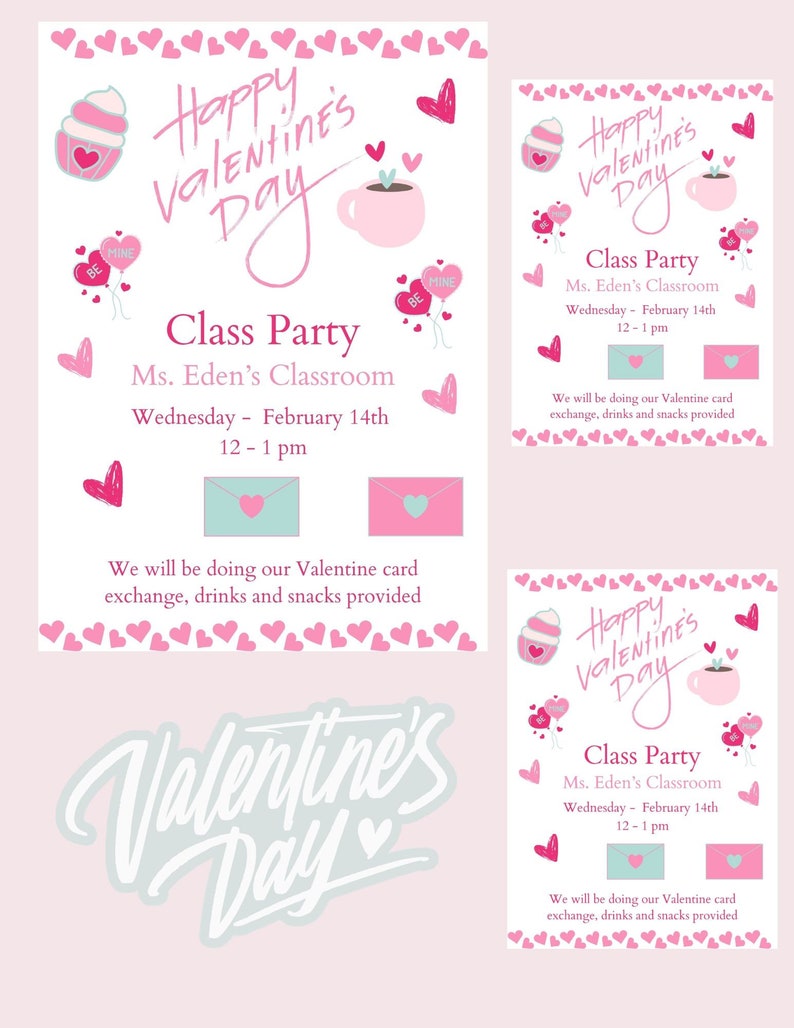 Valentine's Day Class Party Template, Valentine's Class Party Editable ...