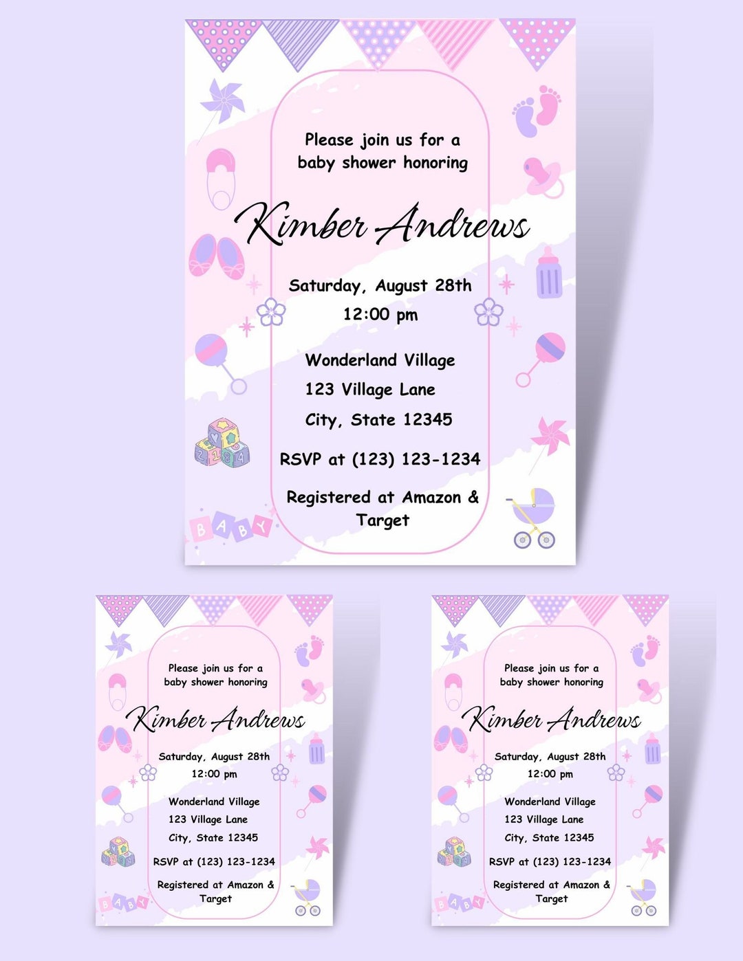 Baby Girl Shower Invitation Editable Template Editable Evite Etsy
