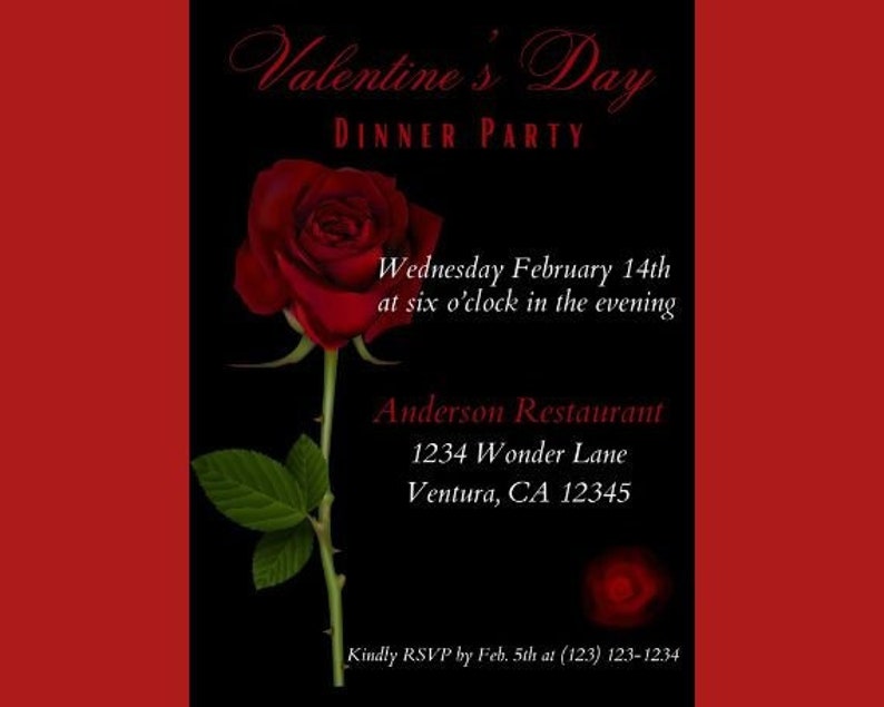 Valentine's Day Dinner Template, Valentine's Day Editable Dinner