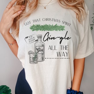 Holiday Spirit Comfort Colors T-shirt| Drinking shirt | Holiday Shirt | Christmas Party| Funny Christmas| Gin| Alcohol Shirt| Alcohol Lovers