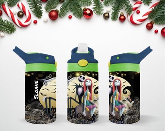 Personalized Spooky Kids Water Bottle | Custom Name Halloween Bottle | Gothic Inspired Kids Cup | Halloween Gift