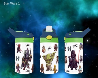 Personalized Star Wars Inspired 12oz Kids Flip Top Water Bottle