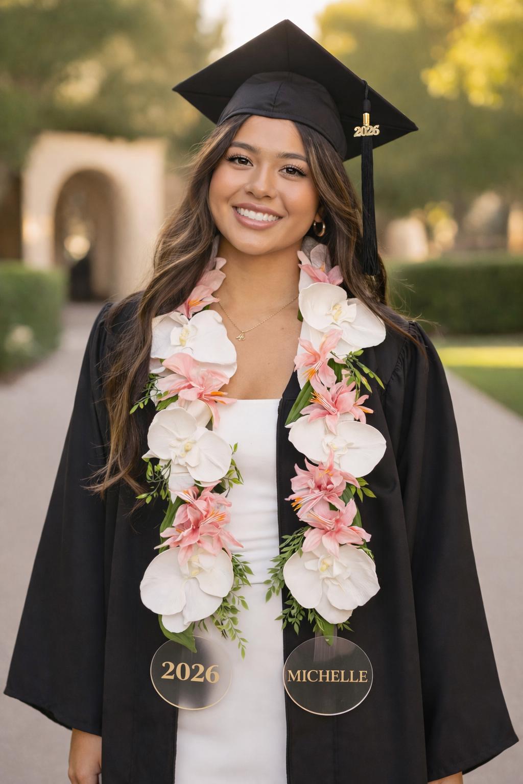 Personalized Graduation Lei | Floral Ribbon Garland | Custom Name ...
