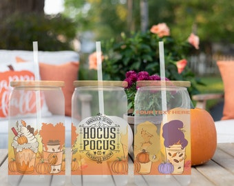 Personalized Hocus Pocus 16oz Frosted Glass Tumbler with Straw