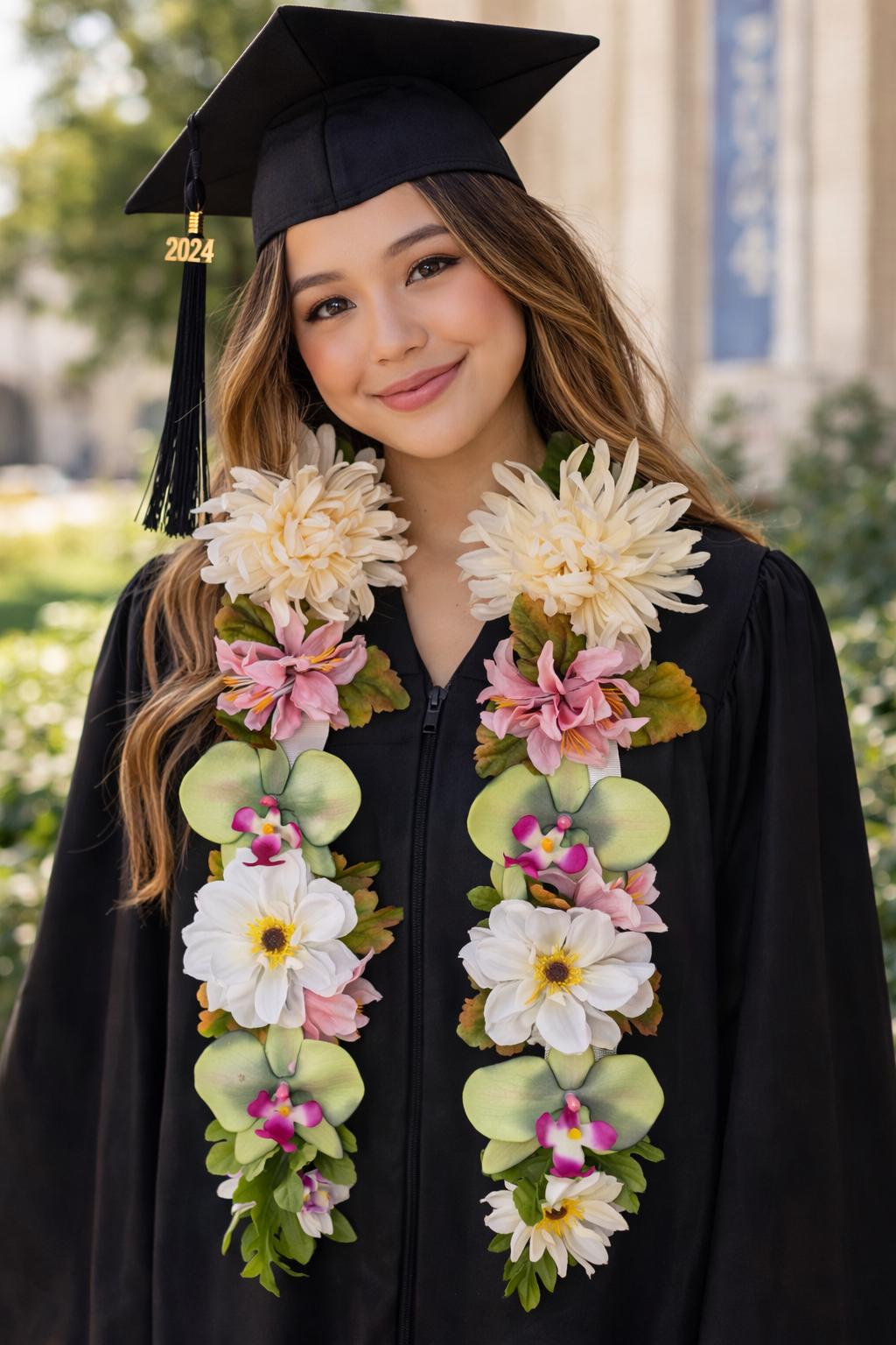 Personalized Graduation Lei | Floral Ribbon Garland | Custom Name ...