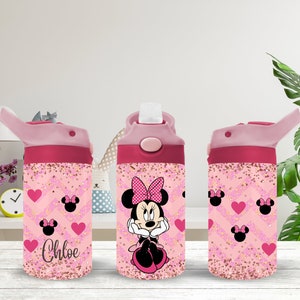 Personalized Minnie Mouse Inspired 12oz Kids Flip Top Water Bottle