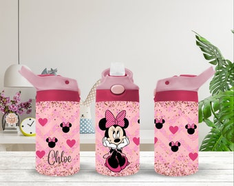 Personalized Minnie Mouse Inspired 12oz Kids Flip Top Water Bottle