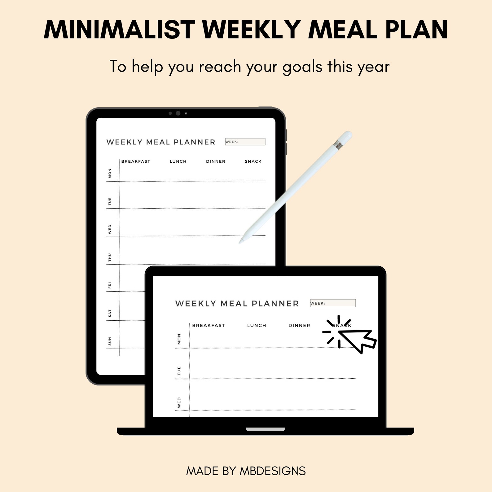 Weekly Meal Planner Printable Food Journal Meal Prep - Etsy