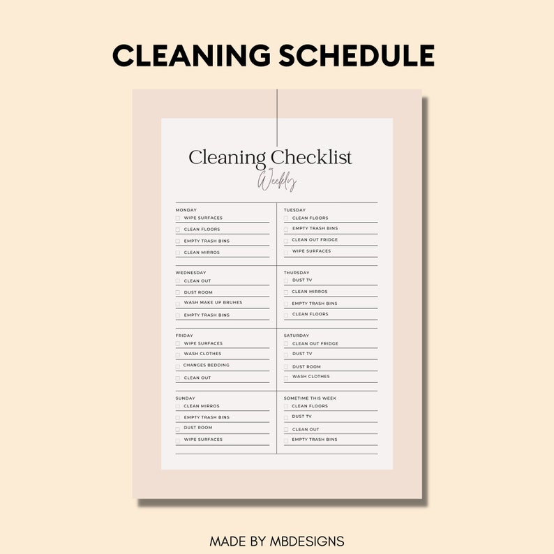 Editable Cleaning Schedule Printable Weekly Monthly - Etsy Australia