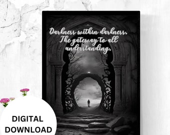 Ciemność w ciemności, brama do zrozumienia wszystkiego Sztuka ścienna z Tao Te Ching | drukowana sztuka ścienna | inspirująca sztuka