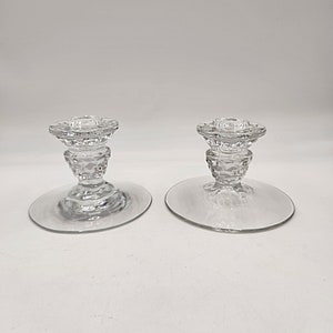 Vintage 1940&#39;s Set of 2 Fostoria American Pattern Single Candle Holders
