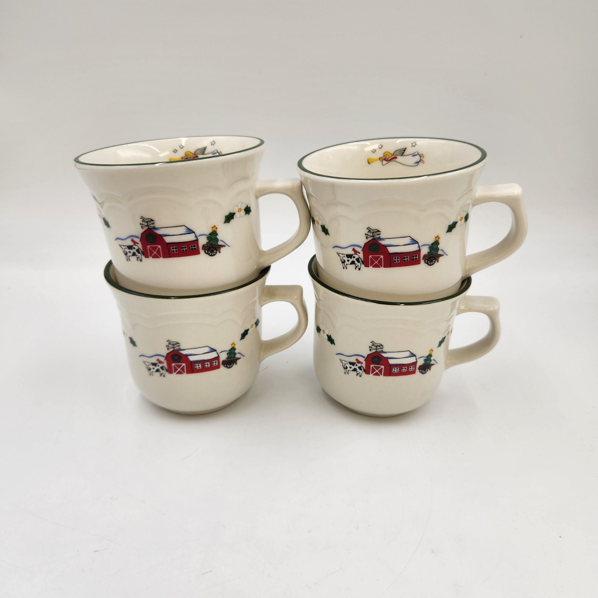 Vintage 1980's Set of 2 Pfaltzgraff Snow Village Coffee or Teacups 5