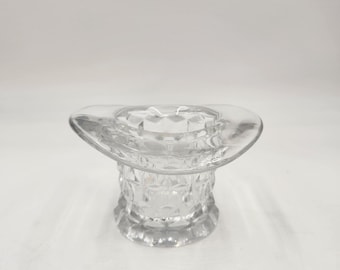 Jarrón de vidrio con forma de sombrero de 3 pulgadas de alto, estilo Fostoria, estilo americano, vintage, década de 1950