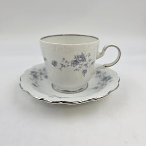 Vintage Johann Haviland Blue Garland Coffee or Teacup and Saucer Set