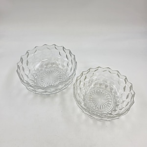 Vintage Fostoria American Set of 2 Round Glass Cubist Serving Bowls