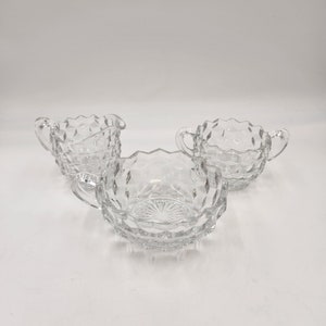 Vintage 1940&#39;s - 50&#39;s 3 Piece Set of American Fostoria - Creamer - Sugar and Nappy