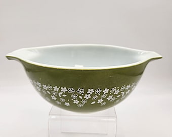 Vintage 1960's - 70's Pyrex Number 444 Dark Green Spring Daisy - Crazy Daisy Mixing Bowl