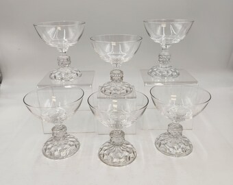 Conjunto de 6 taças de champanhe americanas Fostoria - Sherbert vintage da década de 1940