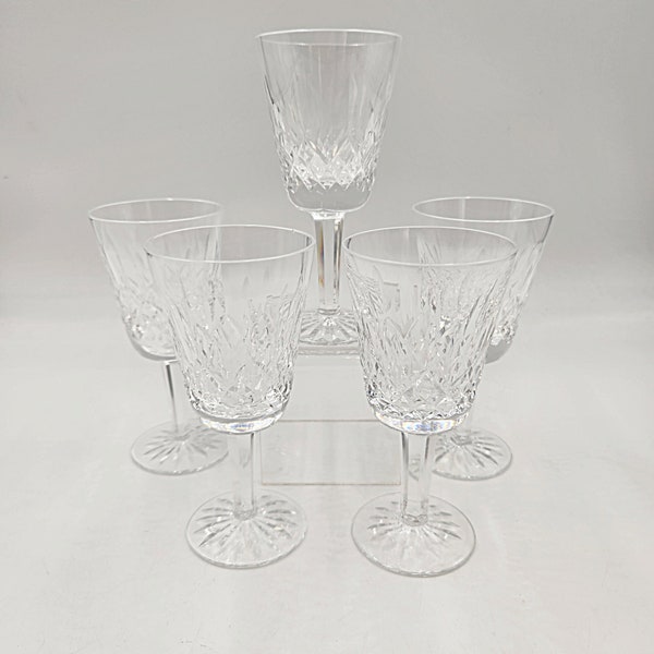 Vintage 1990's Waterford Lismore 5 3/4-Inch-Tall Wine Glasses - 5 Available