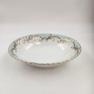 Vintage Bavaria Germany Royal Tettau Elegance Blue/Green Oval Vegetable - Serving Bowl