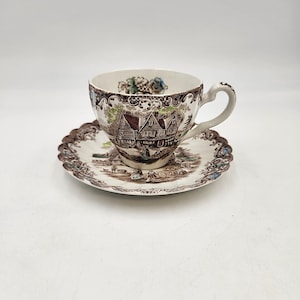 Set di tazze e piattini vintage Heritage Hall Staffordshire Ironstone degli anni &#39;70