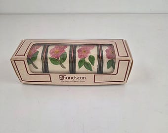 Vintage New In Box Set of 4 Franciscan Dessert Rose Napkin Rings