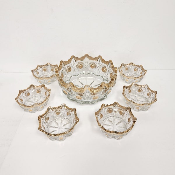 Vintage Early 1900's Early American Pressed Glass Berry Set with Master Bowl and 6 Serving Bowls