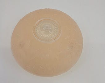 Vintage Blush Pink Glass Ceiling Light Shade Cover - Embossed Flowers