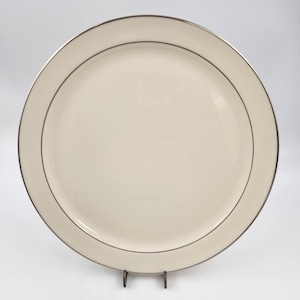 Vintage Lenox Solitaire Ivory and Platinum 12 1/2 Inch Round Platter - Chop Plate